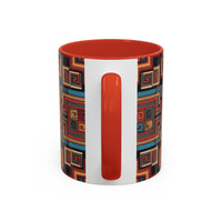 Boho Geometric Accent Mug — Colorful Tribal Pattern Coffee Cup