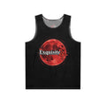 Crimson Eclipse Men’s Tank Top — Moon and All-Over Logo Print Back