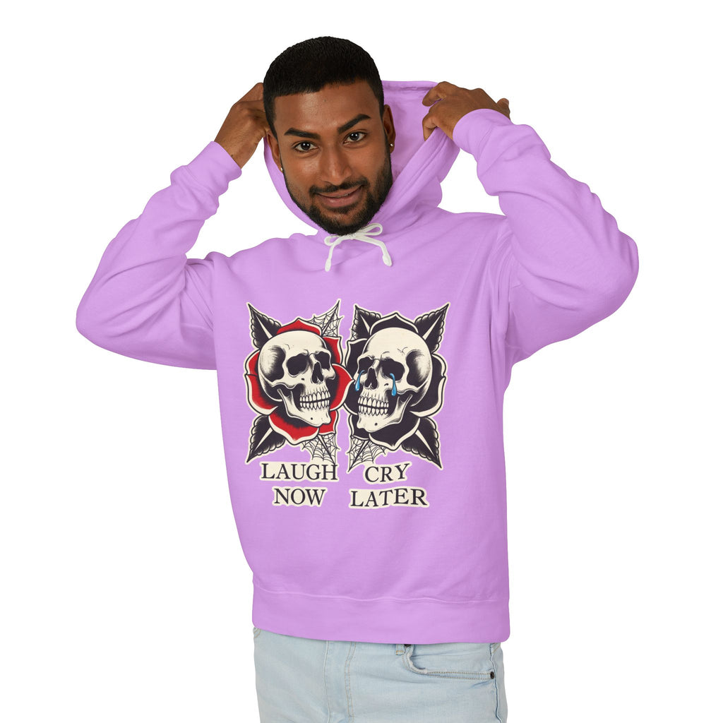 Laugh Now Cry Later Skull Hoodie — Vintage Expressive Skull Hooded Sweatshirt