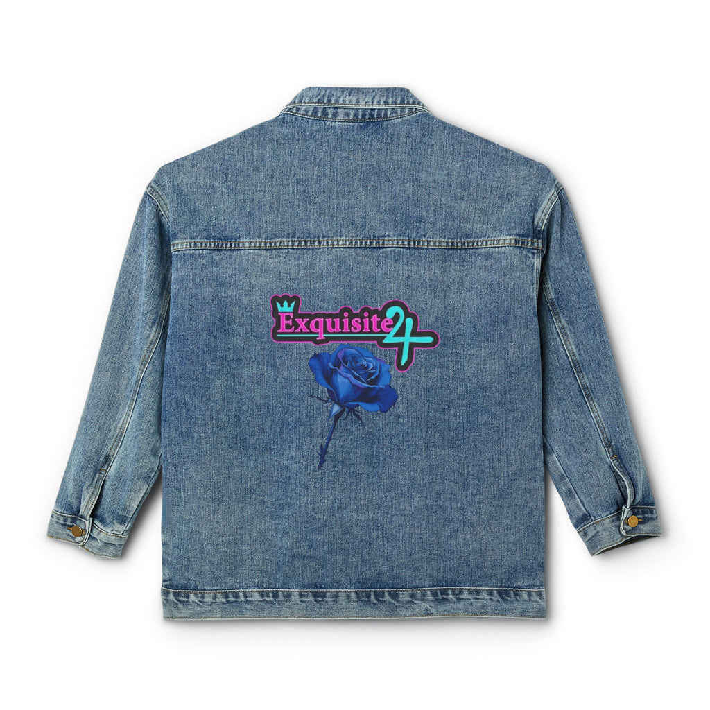 Exquisite 24 Blue Rose Women's Denim Jacket — Embroidered Back Logo
