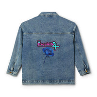 Exquisite 24 Blue Rose Women's Denim Jacket — Embroidered Back Logo