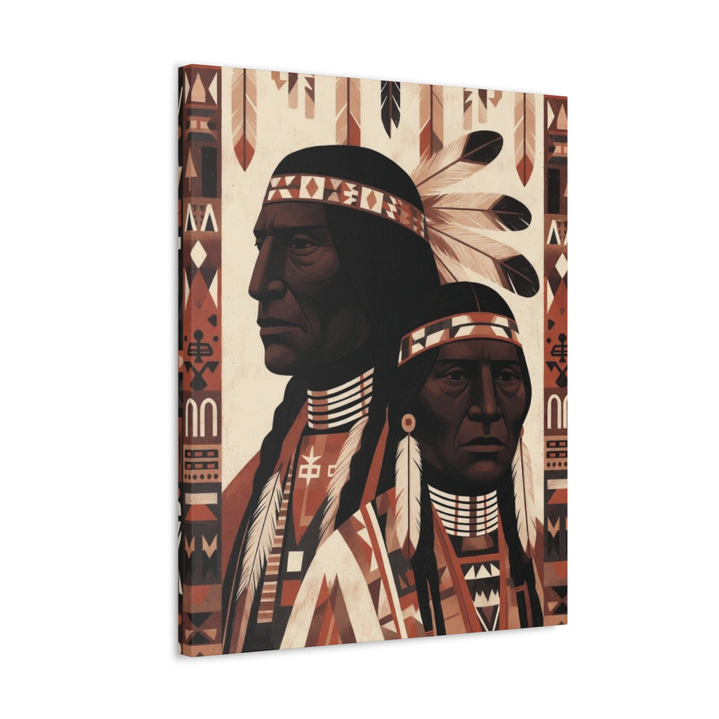 Aboriginal American Chiefs Portrait Stretched Canvas