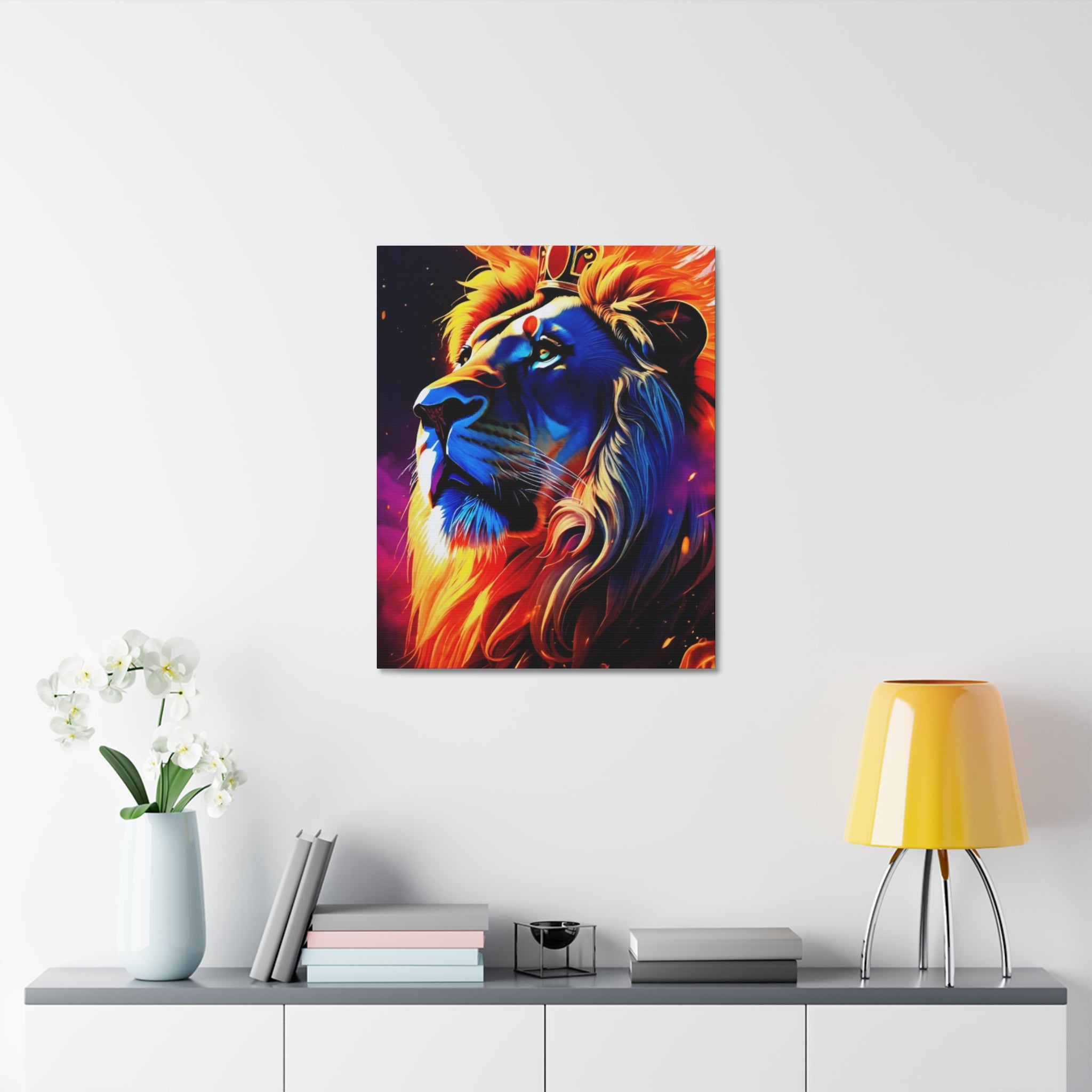 Celestial Majesty Canvas Wall Art — Royal Lion Stretched Canvas
