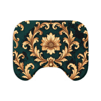 Baroque Floral Toilet 3-Piece Bath Mat Set – Emerald & Gold Ornate Design