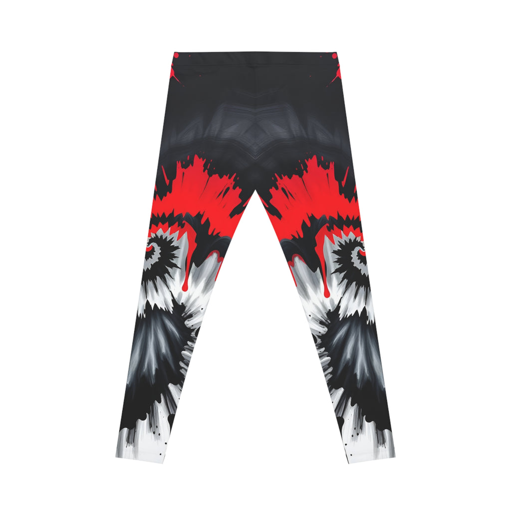 Women's Black, Red, and White Spiral Leggings