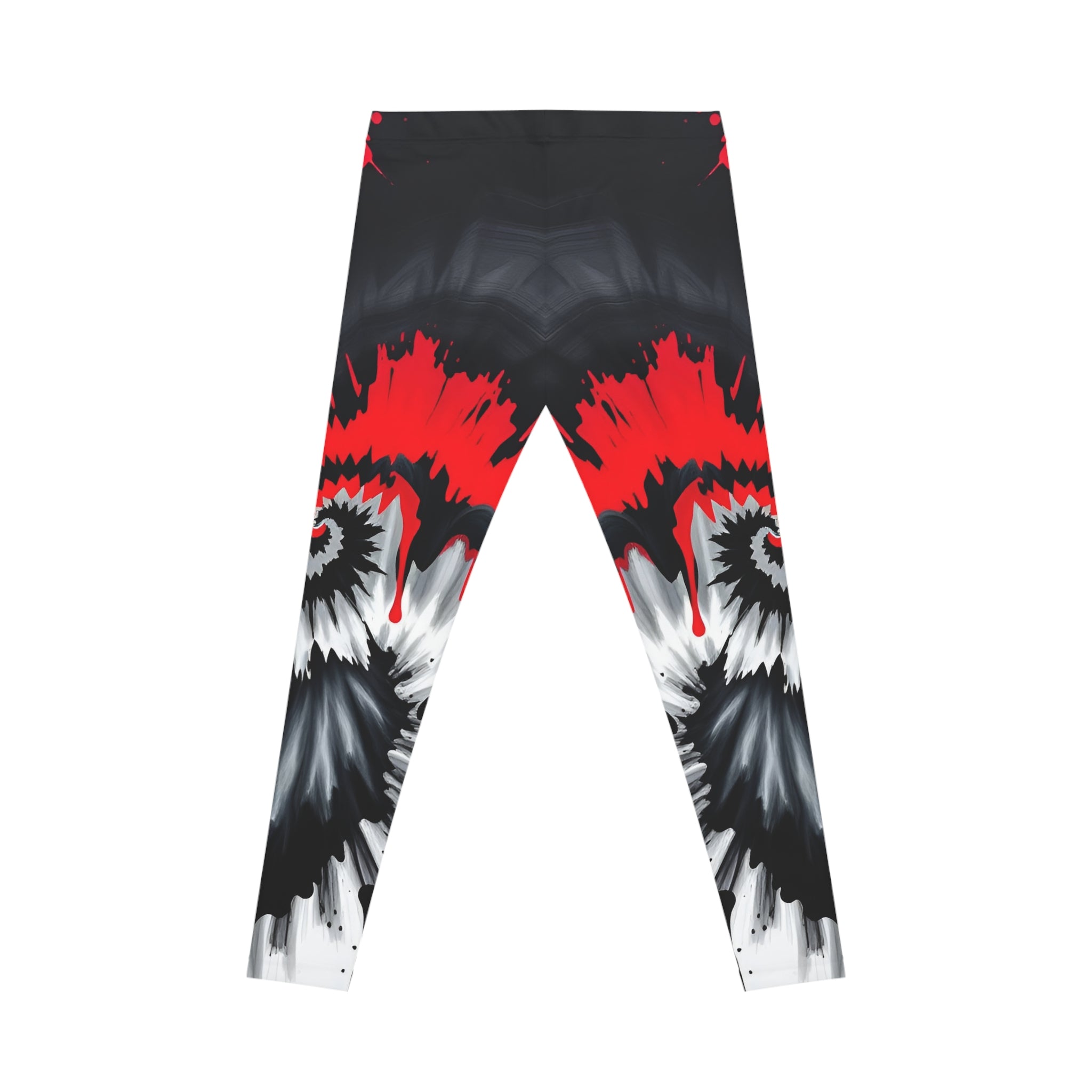 Women's Black, Red, and White Spiral Leggings