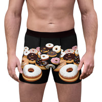 Donut Print Boxer Briefs — Men's Fun Donuts Pattern Underwear