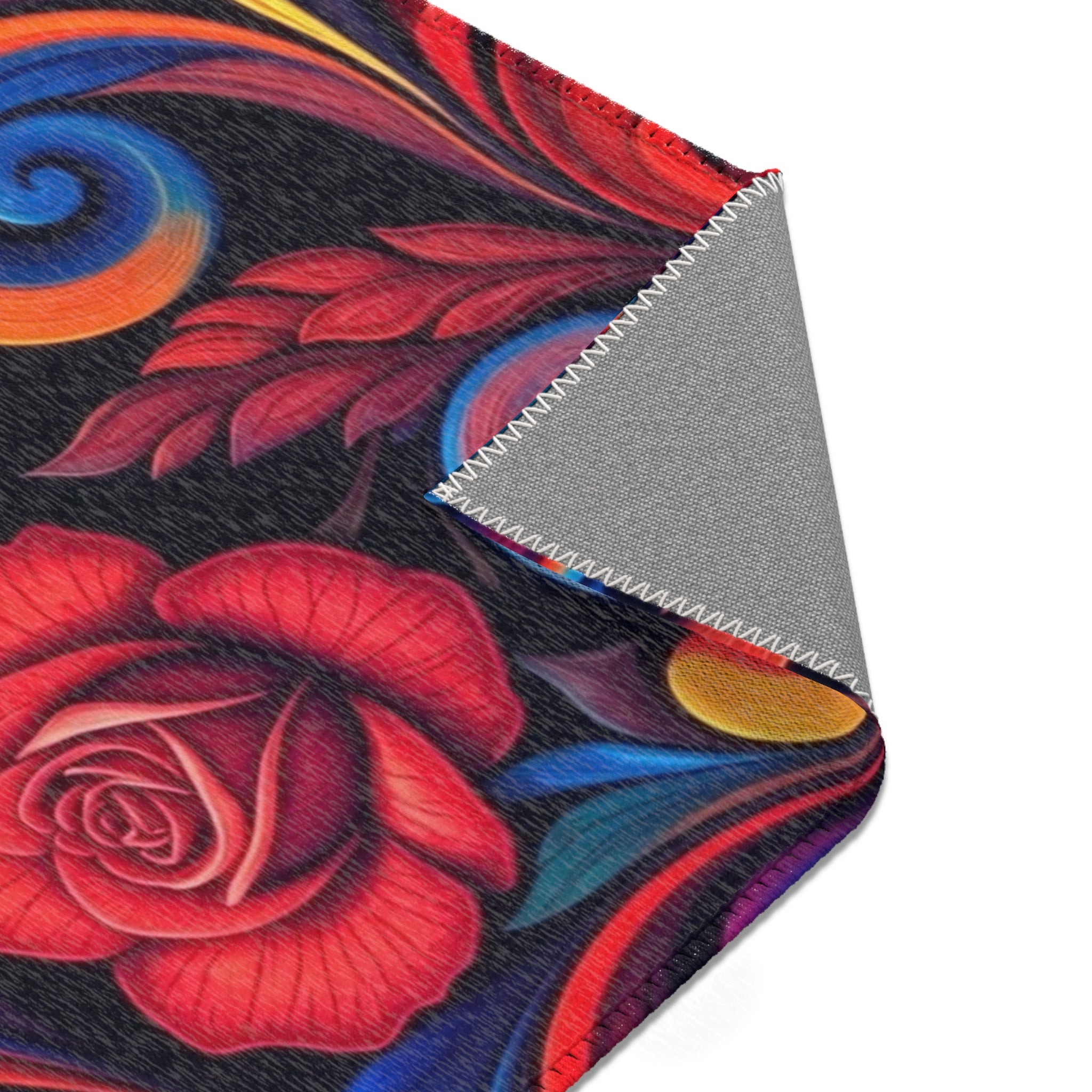 Vibrant Floral Swirl Area Rug — Colorful Rose Accent Rug