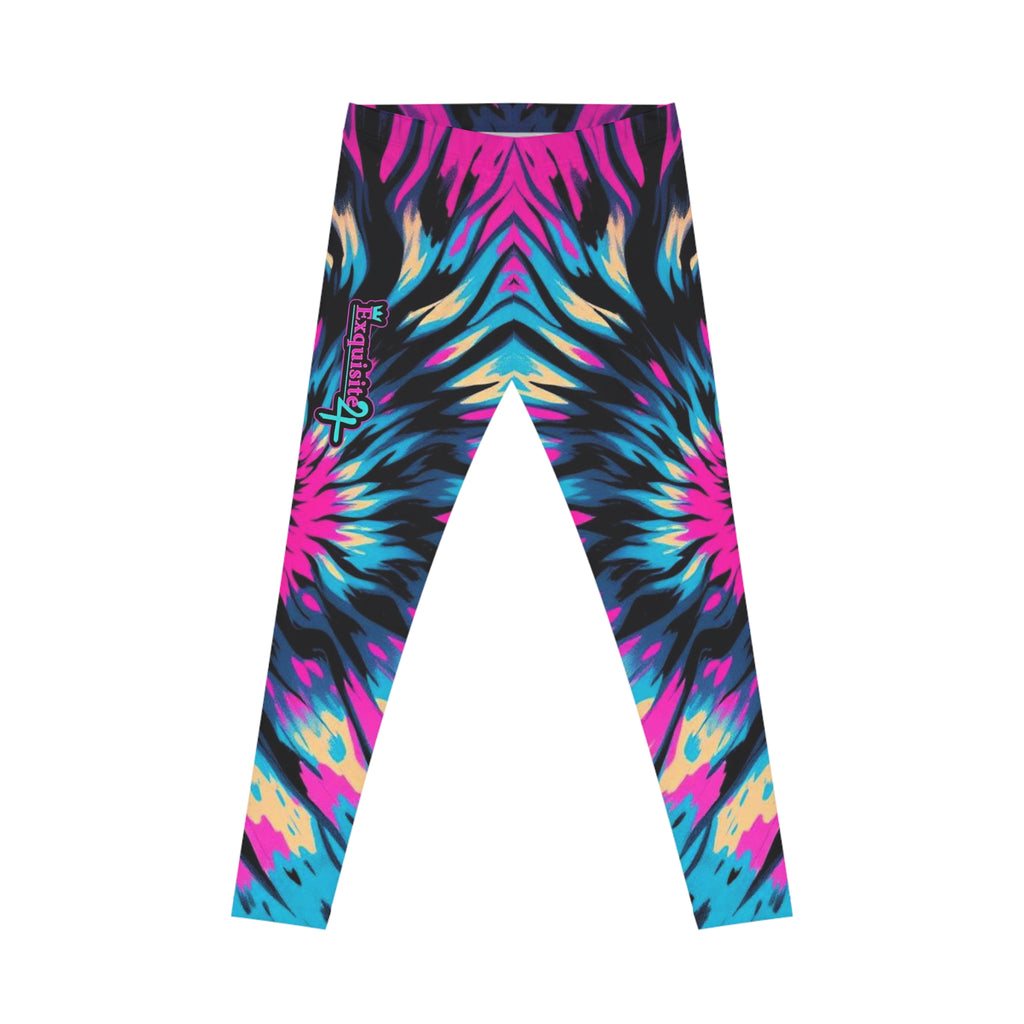 Tie-Dye Pink & Blue Vortex Leggings — Women's All-Over-Print Yoga & Casual Pants