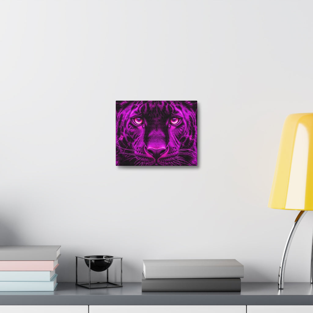 Purple Neon Panther Stretched Canvas – Vibrant Wall Art for Modern Rooms