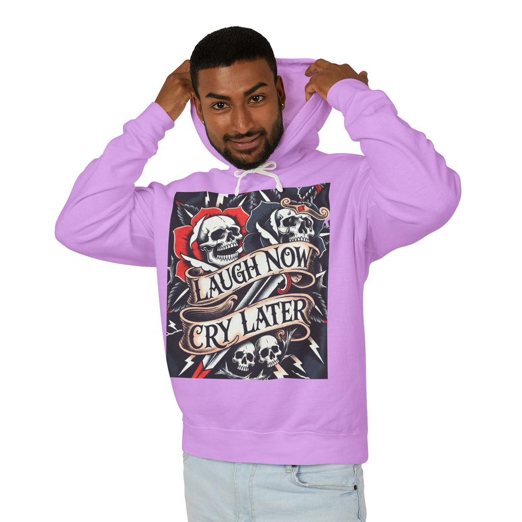 Laugh Now Cry Later Skull Hoodie — Vintage Rose Graphic