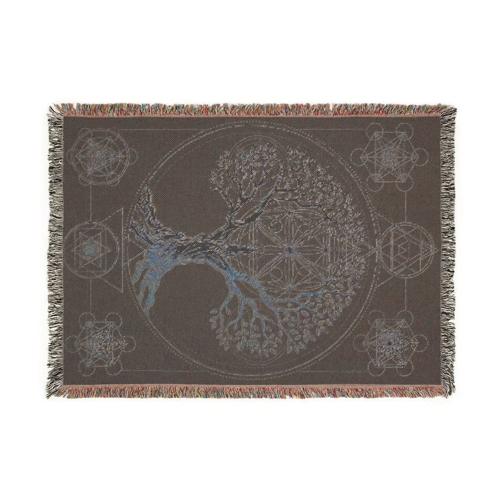 Tree of Life Metatron Woven Blanket — Golden Sacred Geometry Throw
