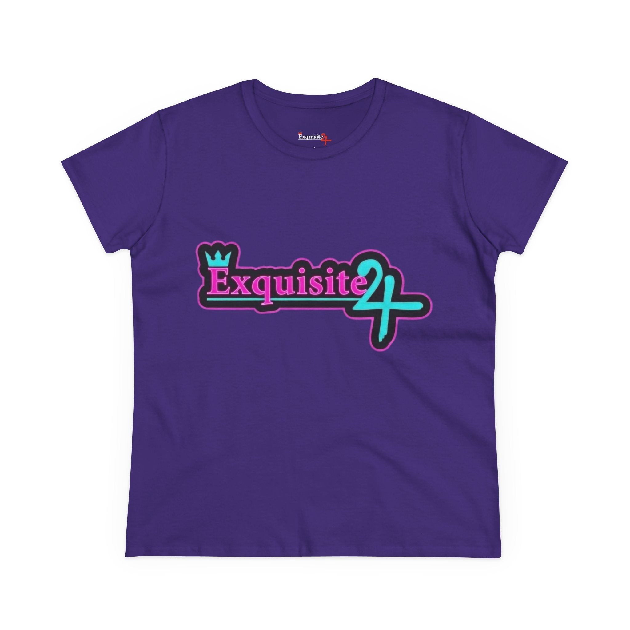 Exquisite 24 Sticker Logo Women's Graphic Tee – Neon Cotton Candy