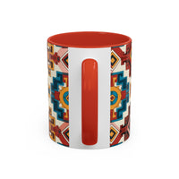 Southwestern Geometric Accent Mug — Color Interior Ceramic Coffee Cup