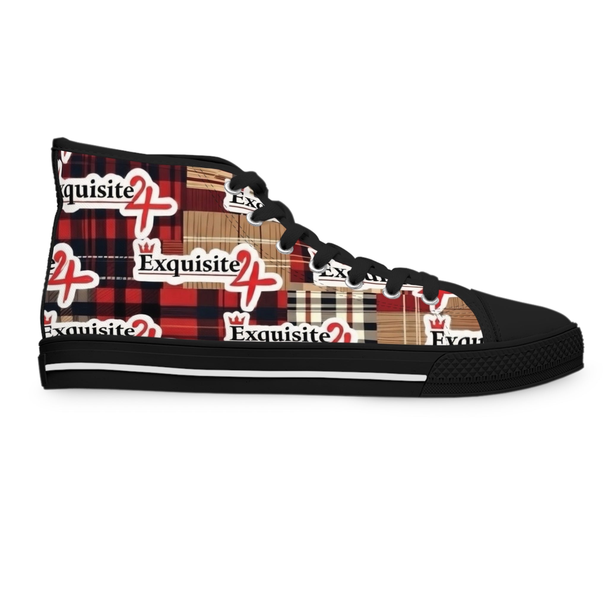 Plaid 'Exquisite 24’ High Top Sneakers — Women's Casual Retro Streetwear