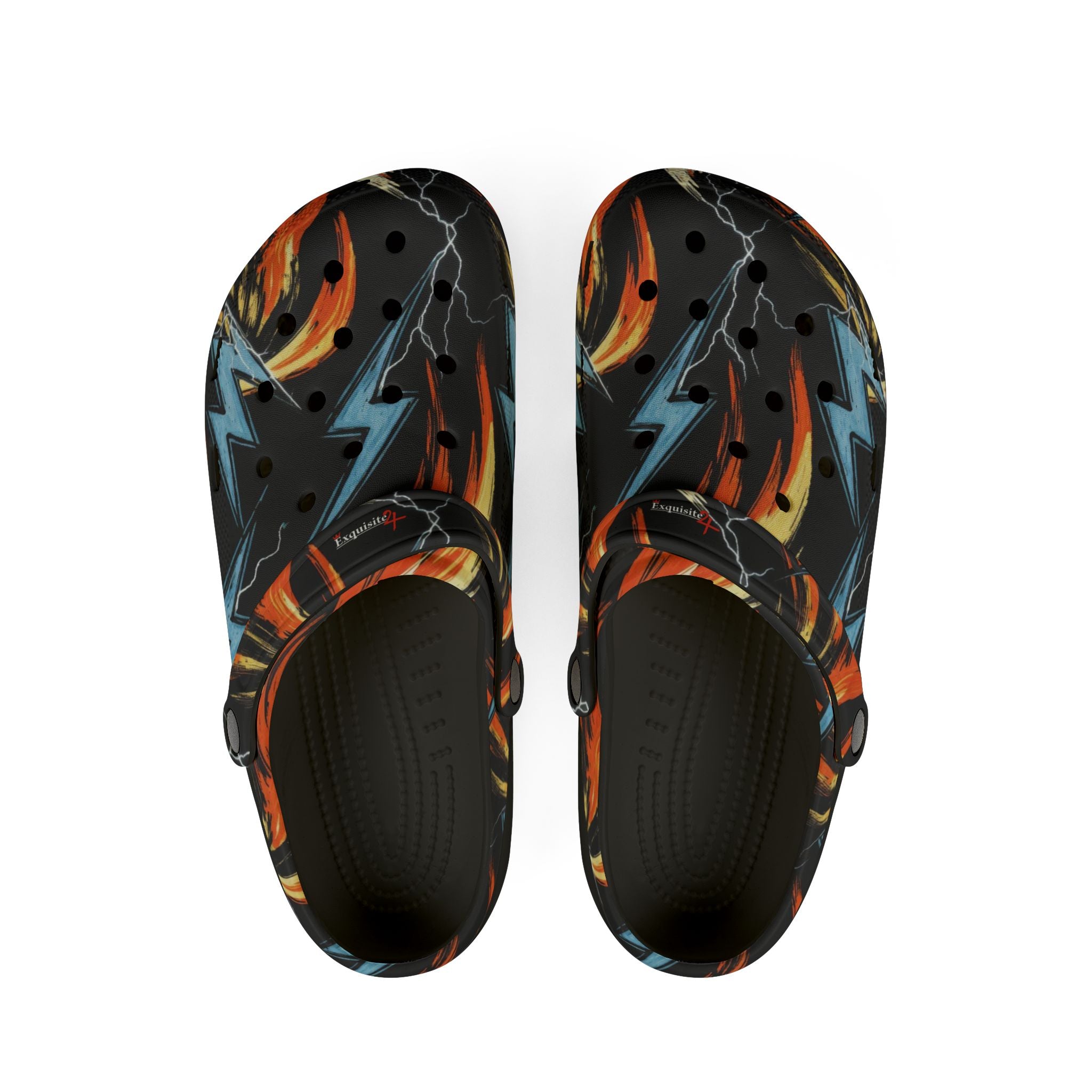 Flame & Lightning EVA Foam Clogs — Bold Graphic Slip-On Shoes