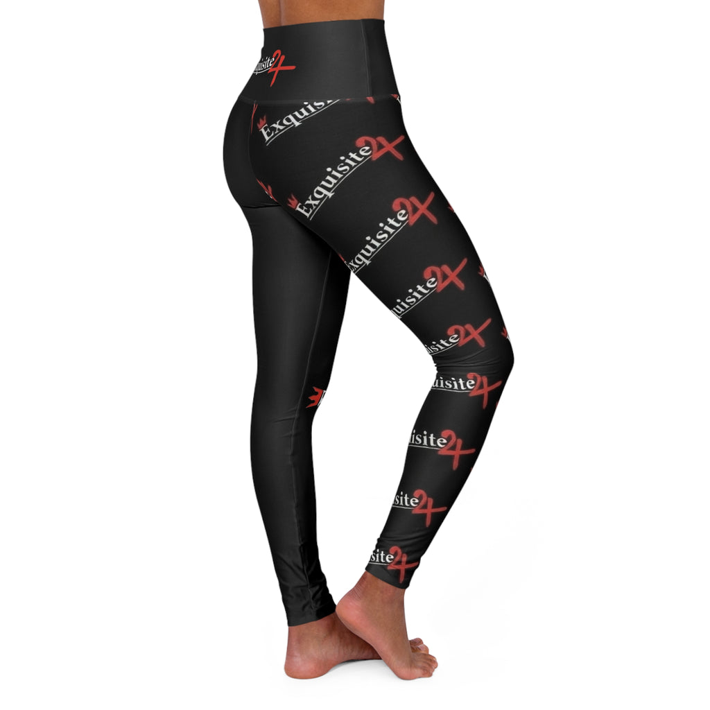 High-Waisted Yoga Leggings — Exquisite 24 Logo All-Over Print