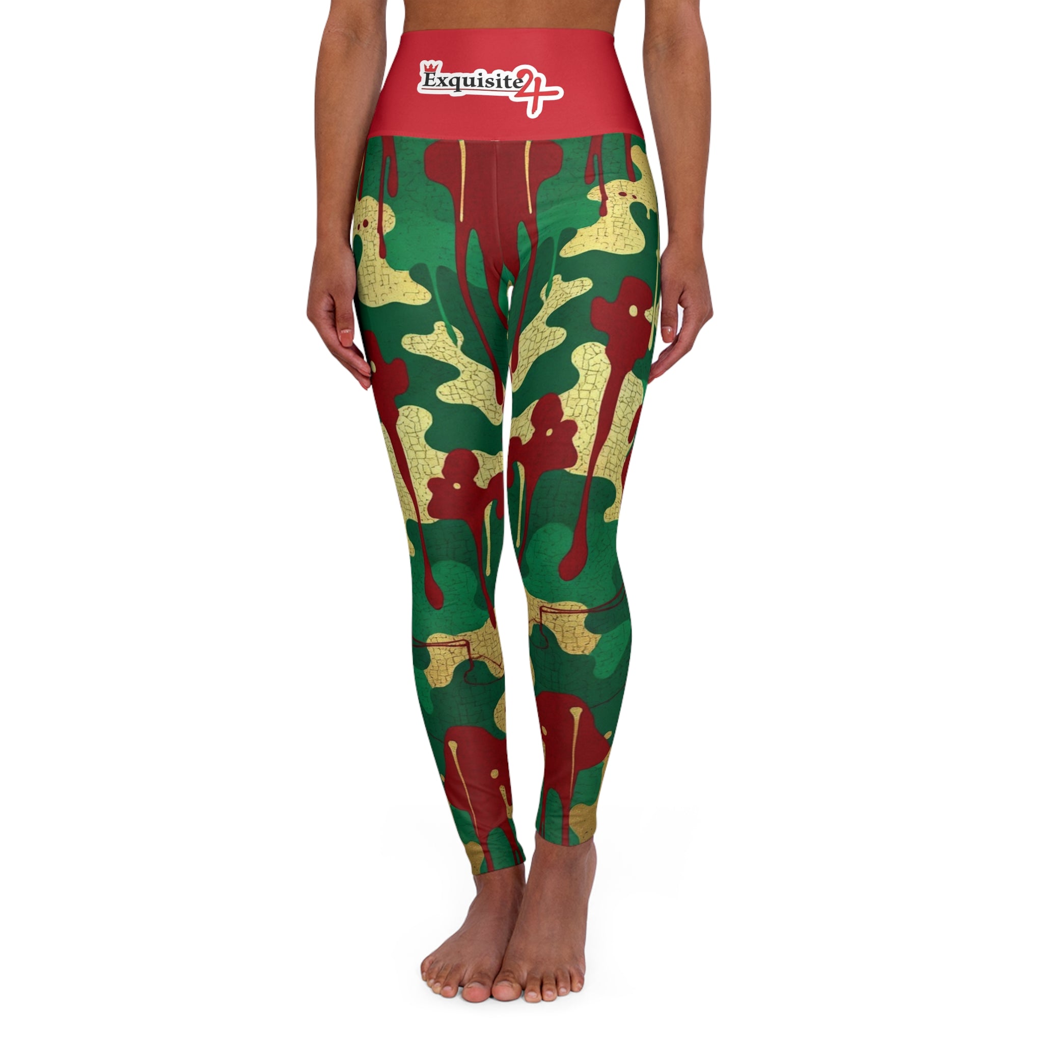 Green Gold Green Camo High-Waisted Leggings