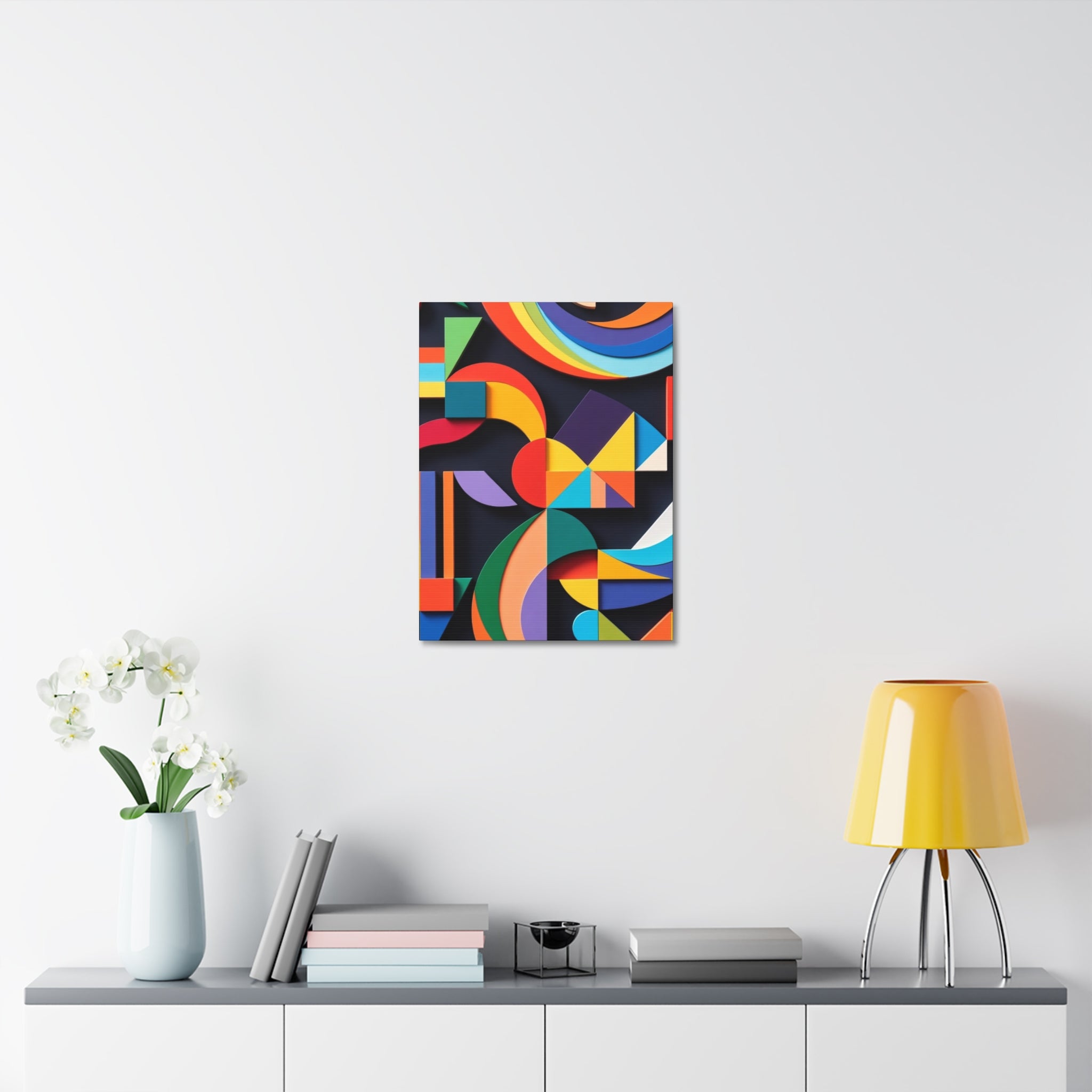 Abstract Geometric Stretched Canvas – Colorful Modern Wall Art