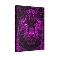 Purple Neon Panther Stretched Canvas – Vibrant Wall Art for Modern Rooms