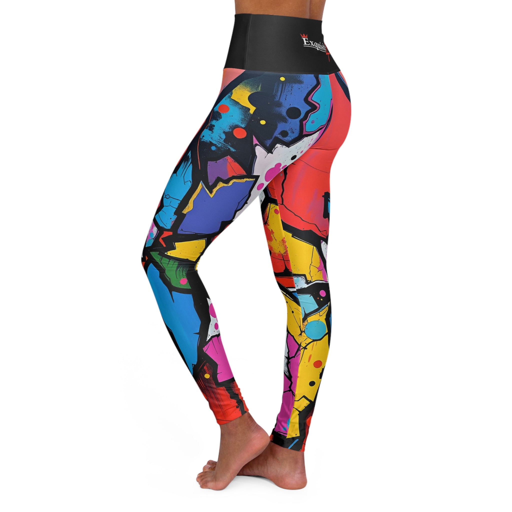 High-Waist Graffiti Print Yoga Leggings