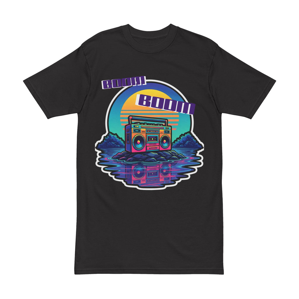 Retro Boombox Tee — Sunset Vaporwave Music Graphic Shirt