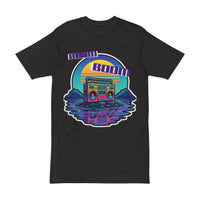 Retro Boombox Tee — Sunset Vaporwave Music Graphic Shirt