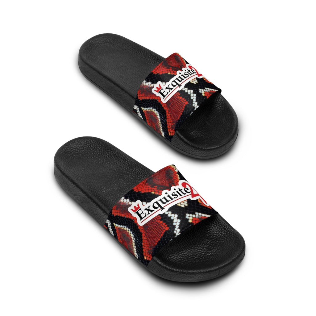 Men's Slide Sandals — Red Snake Print 'Exquisite 24' Luxury Pool Slides