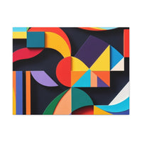 Abstract Geometric Stretched Canvas – Colorful Modern Wall Art