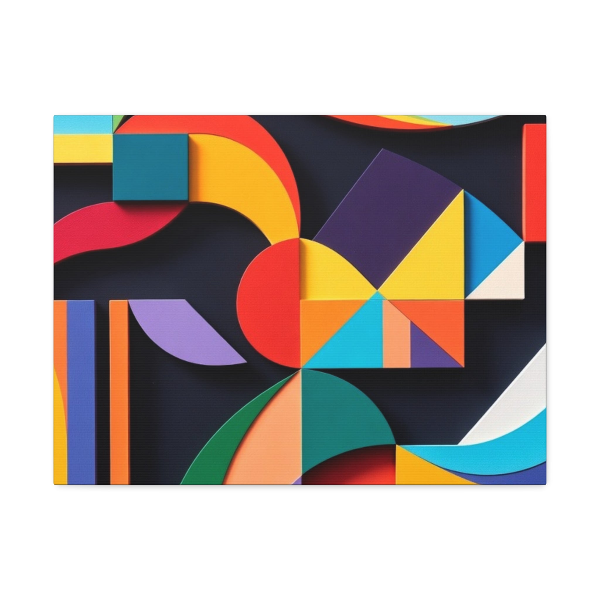 Abstract Geometric Stretched Canvas – Colorful Modern Wall Art