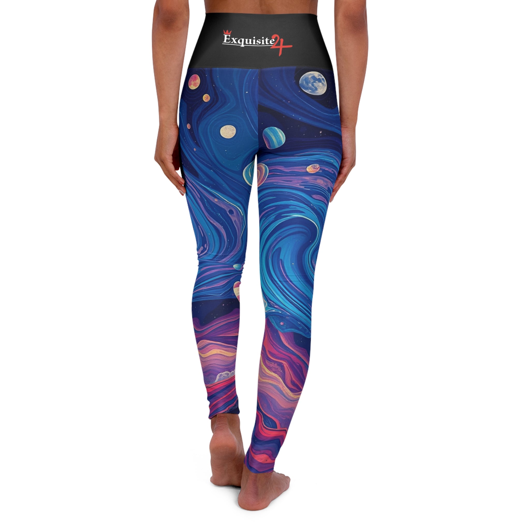 Galaxy Swirl High-Waist Yoga Leggings — Cosmic Planet Print