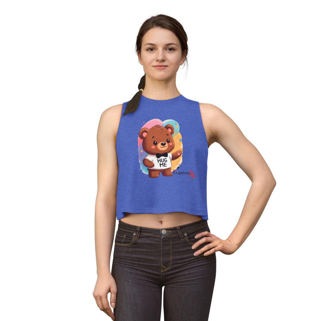 Hug Me Bear Crop Top — Cute Teddy Graphic Women's Tank