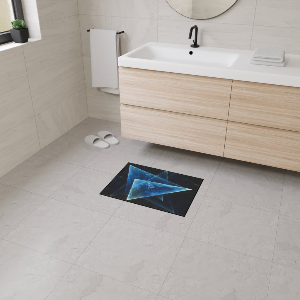 Geometric Blue Triangle Heavy-Duty Floor Mat
