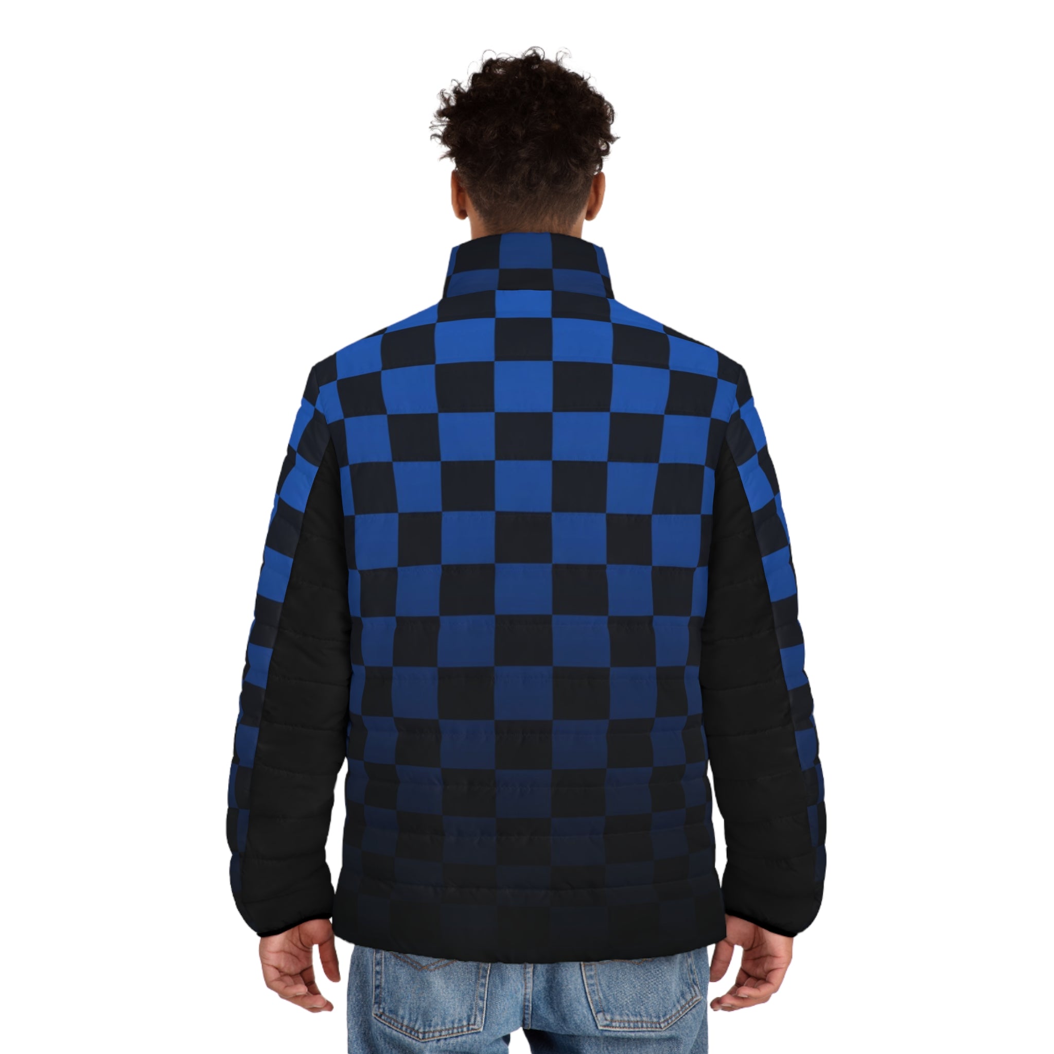 Blue Checkerboard Puffer Jacket
