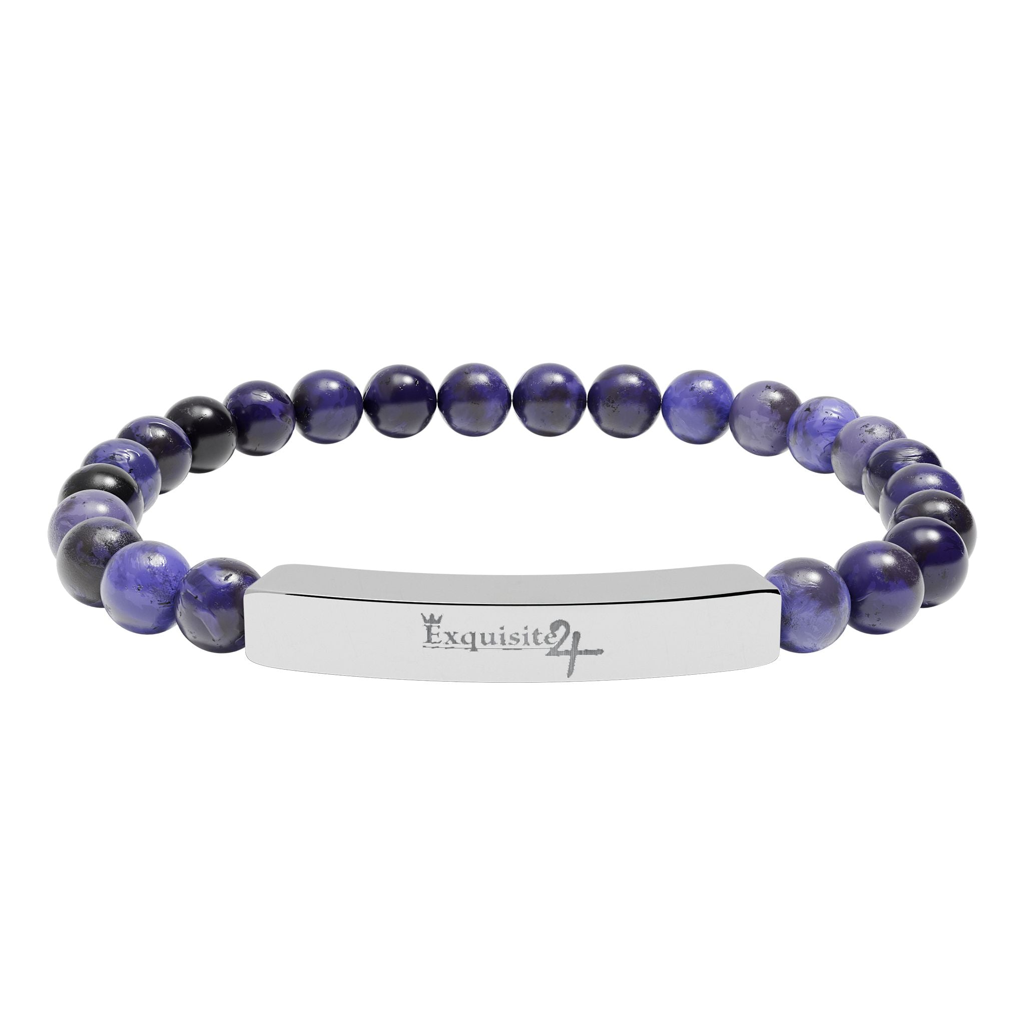 Exquisite 24 Engraved Natural Stone Bead Bar Bracelet