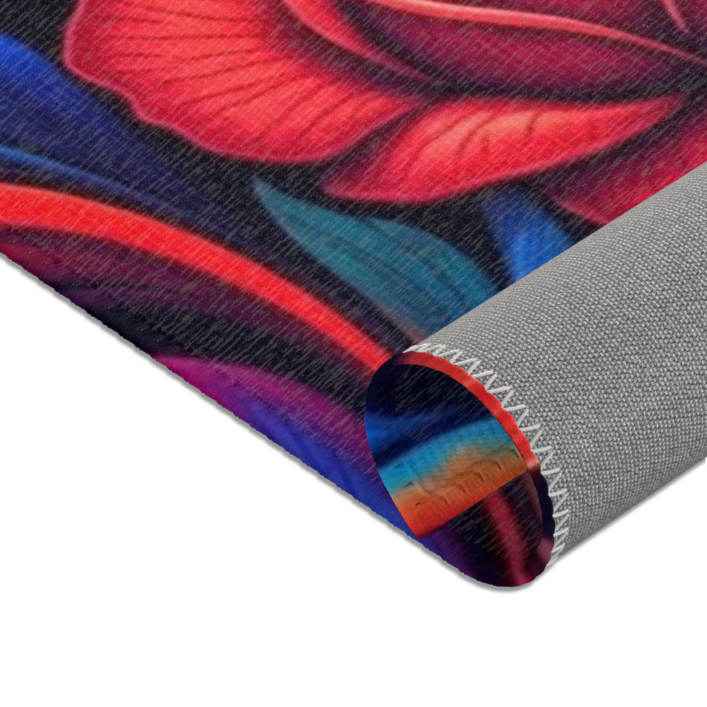 Vibrant Floral Swirl Area Rug — Colorful Rose Accent Rug