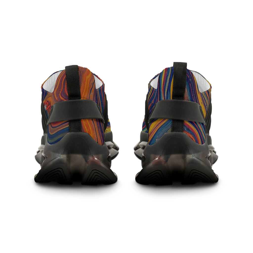 Retro Swirl Athletic Shoes with Marble Wave Design