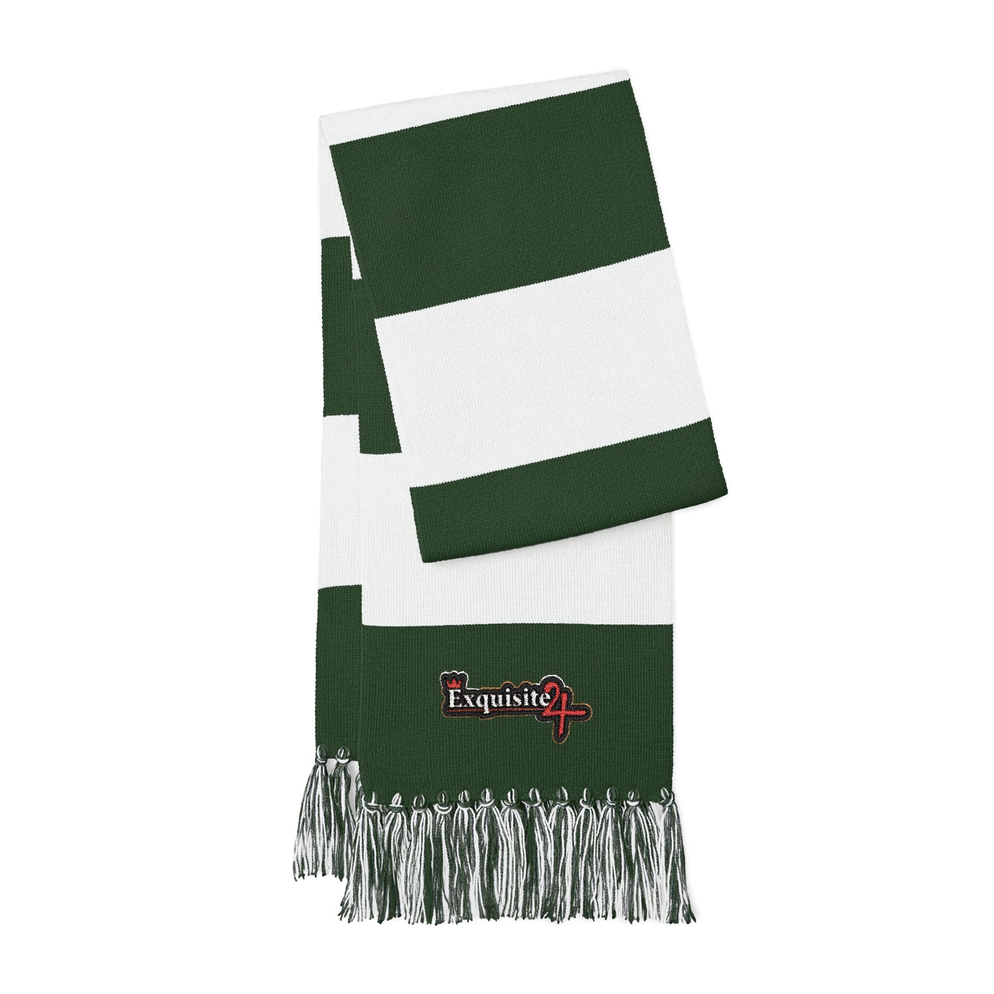 Embroidered Spectator Scarf — Striped Team Fan Scarf with Fringe