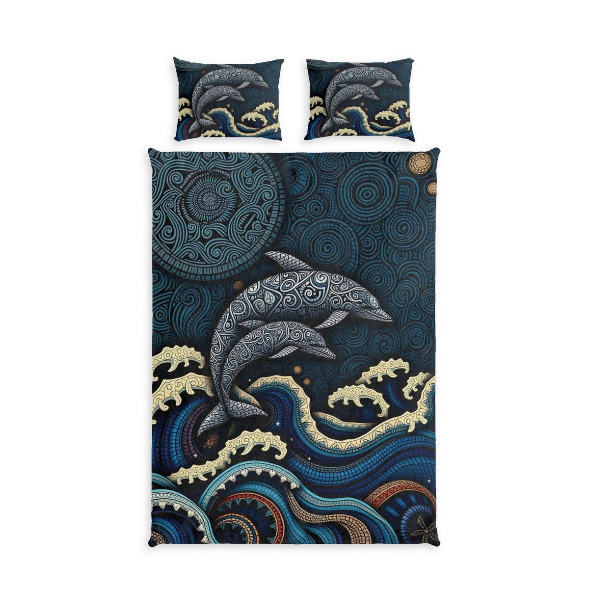 Dolphin Waves Cotton Duvet Cover Set