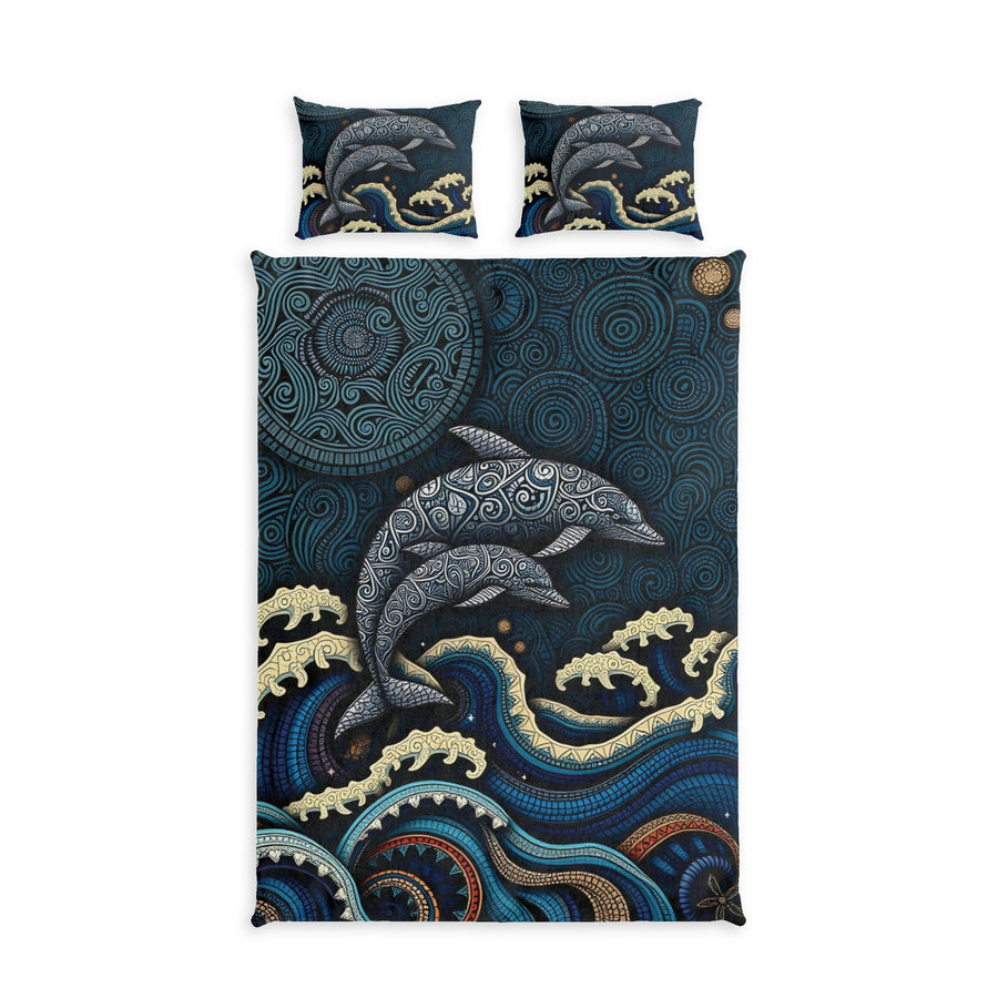 Dolphin Waves Cotton Duvet Cover Set