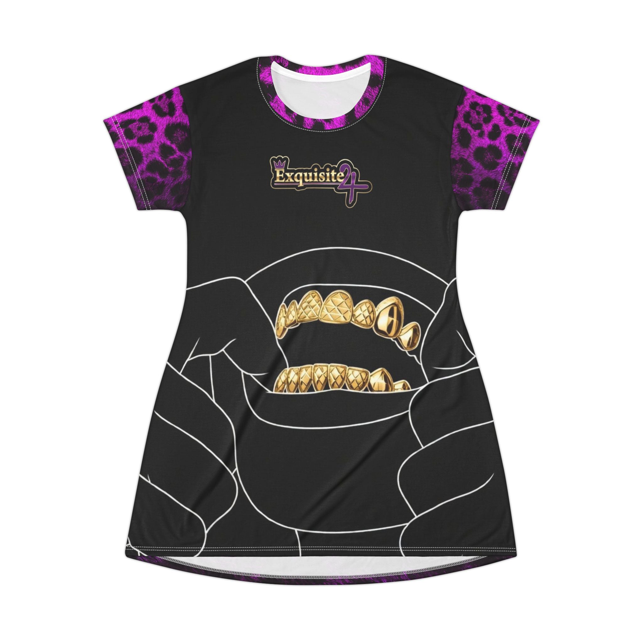 Leopard Grillz T-Shirt Dress — Purple Leopard