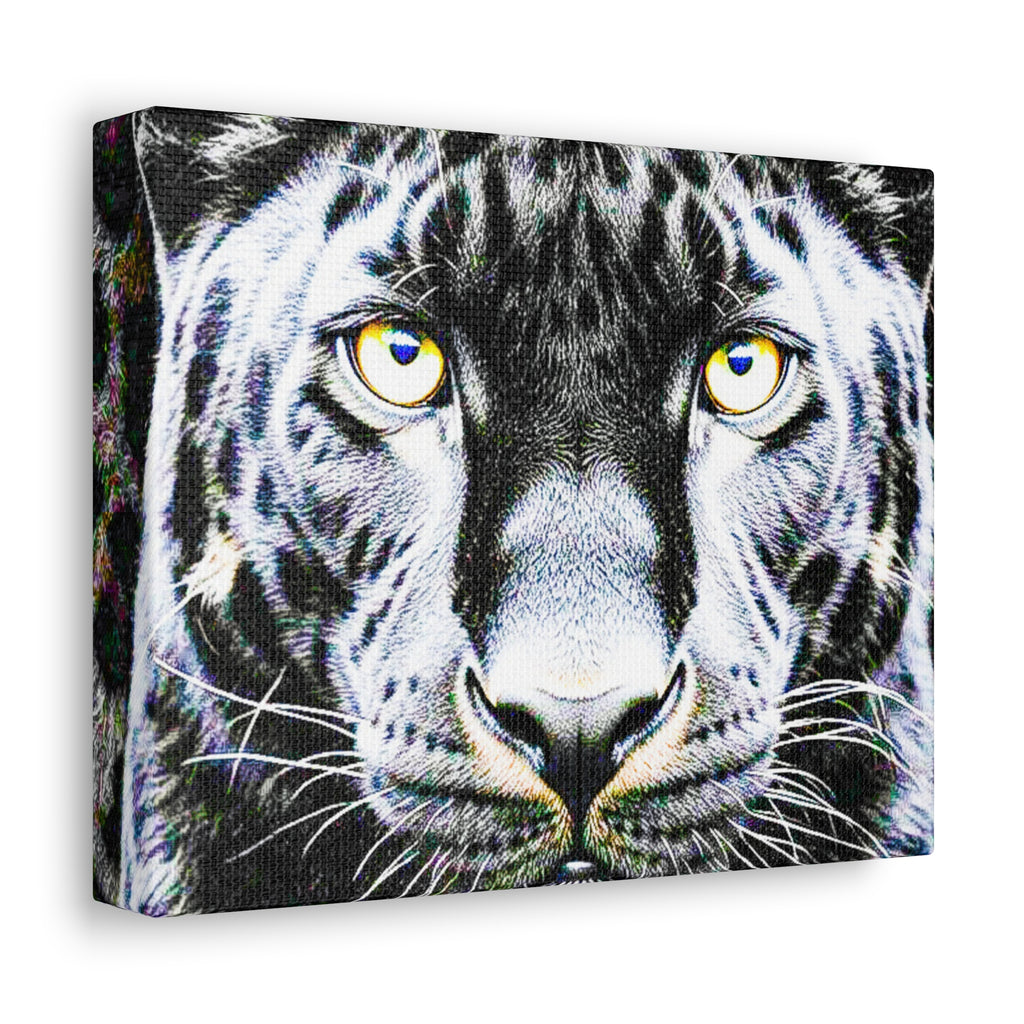 Leopard Portrait Stretched Canvas — Snow Leopard Wall Art with Yellow Eyes