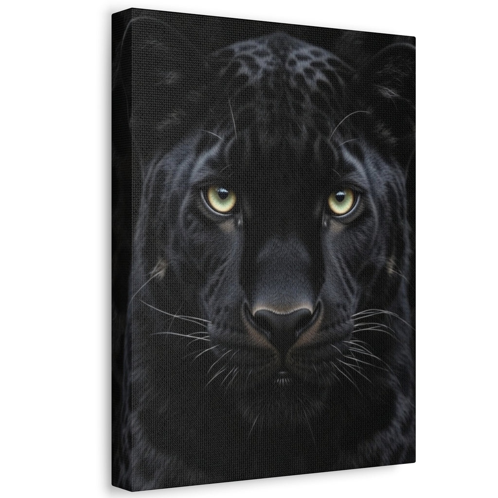 Black Panther Wall Canvas — Intense Close-Up Stretched Canvas Art