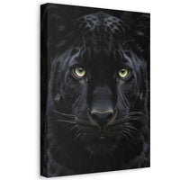 Black Panther Wall Canvas — Intense Close-Up Stretched Canvas Art