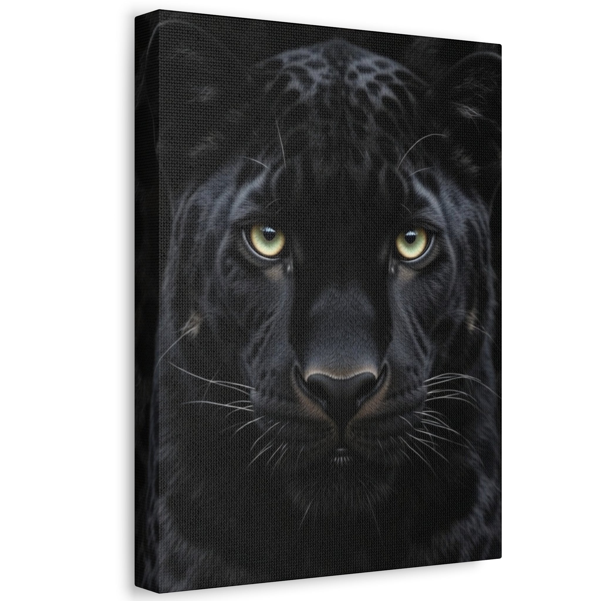 Black Panther Wall Canvas — Intense Close-Up Stretched Canvas Art