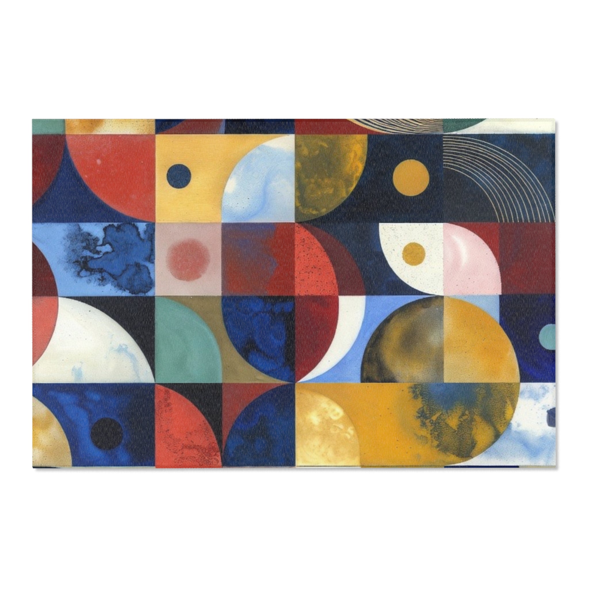Geometric Color Block Area Rug — Mid-Century Abstract Modern Accent Rug