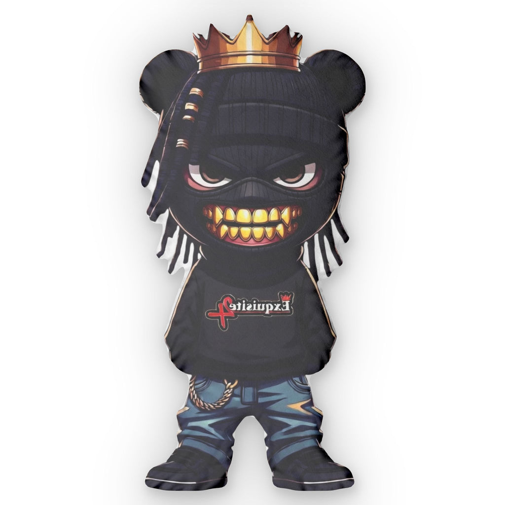 Crowned Grin Custom Shaped Pillow — Urban King Bear Character Plush