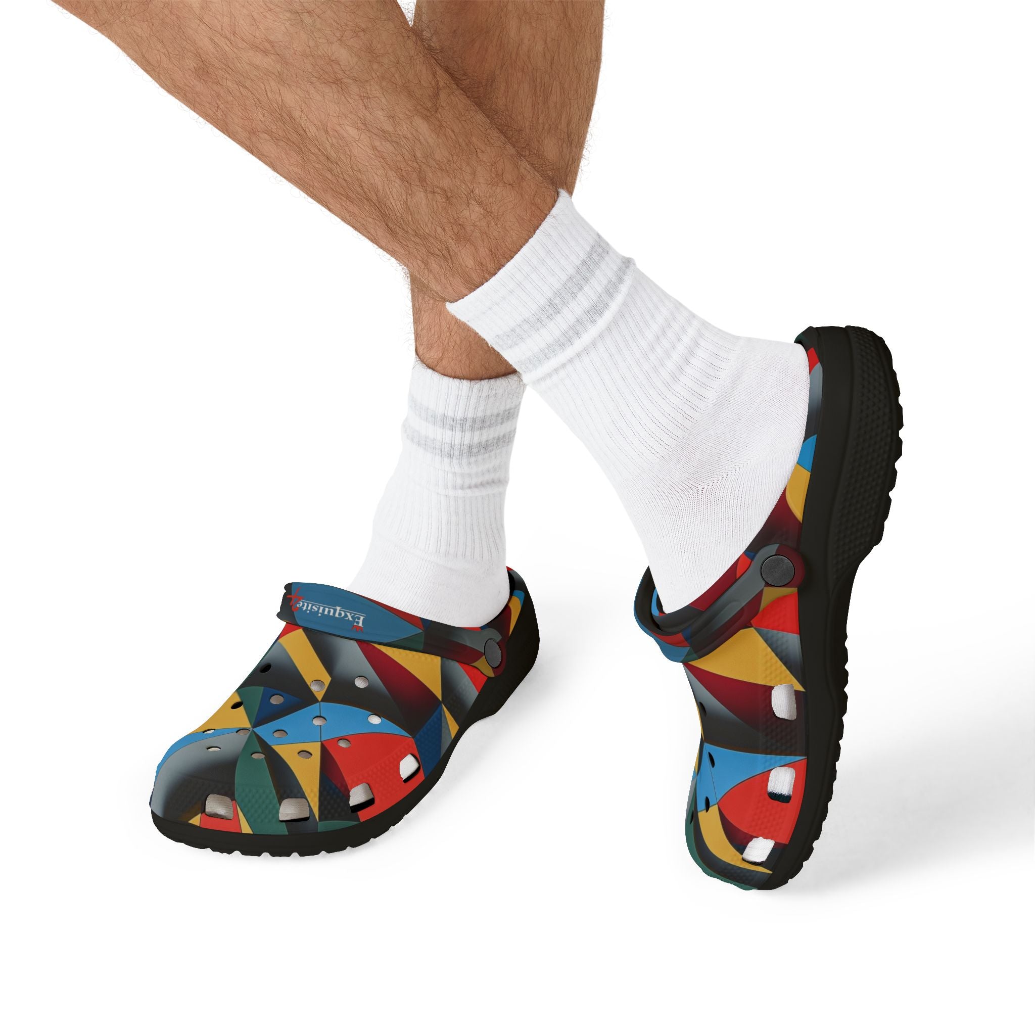 Abstract Geometric EVA Foam Clogs — Colorful Modern Slip-On Shoes