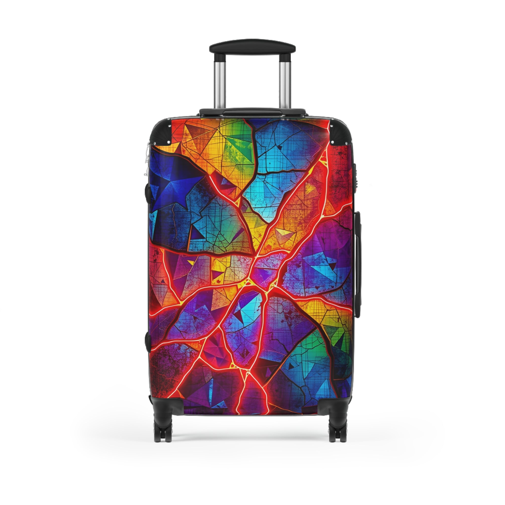 Colorful Cracked Glass Carry-On Suitcase — Vibrant Abstract Travel Luggage