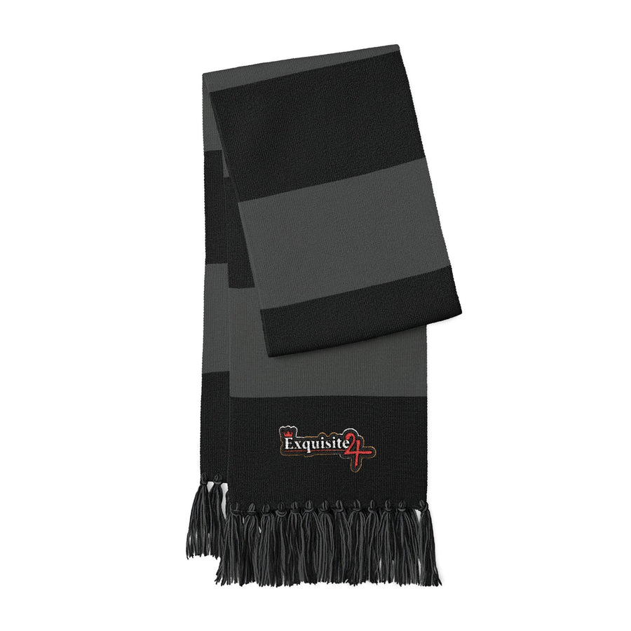 Embroidered Spectator Scarf — Striped Team Fan Scarf with Fringe